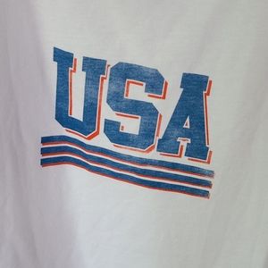 LuLaRoe 178 White W/Red & Blue USA Perfect Tank